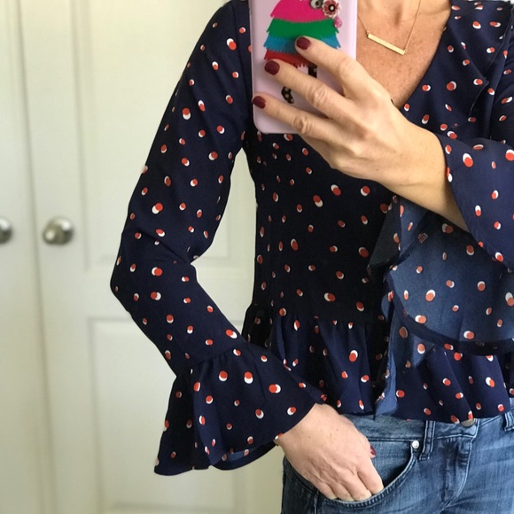 Navy Ruffle Front Top - Picture 5 of 5